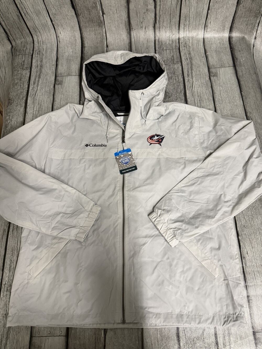 NWT Mens Columbia Columbus Blue Jackets Oroville Creek Full Zip Jacket Grey XL